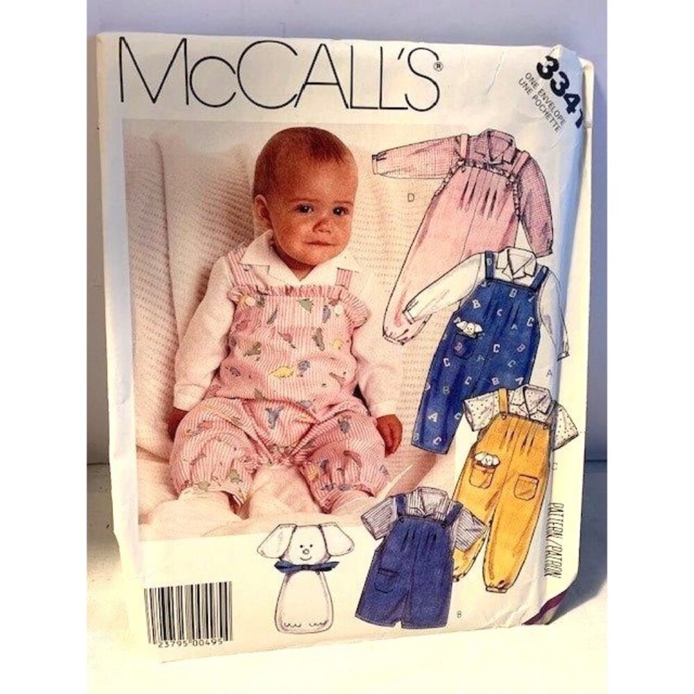 McCalls Overalls Short Shirt Pattern Size Small Medium Large 3341 Uncut 1980s Vi